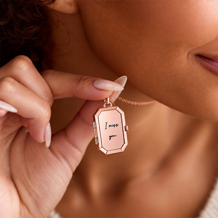 Personalized Birthstone Locket Necklace Photo Pendant Engravable Memorial Jewelry Anniversary Gift for Her Keepsake
