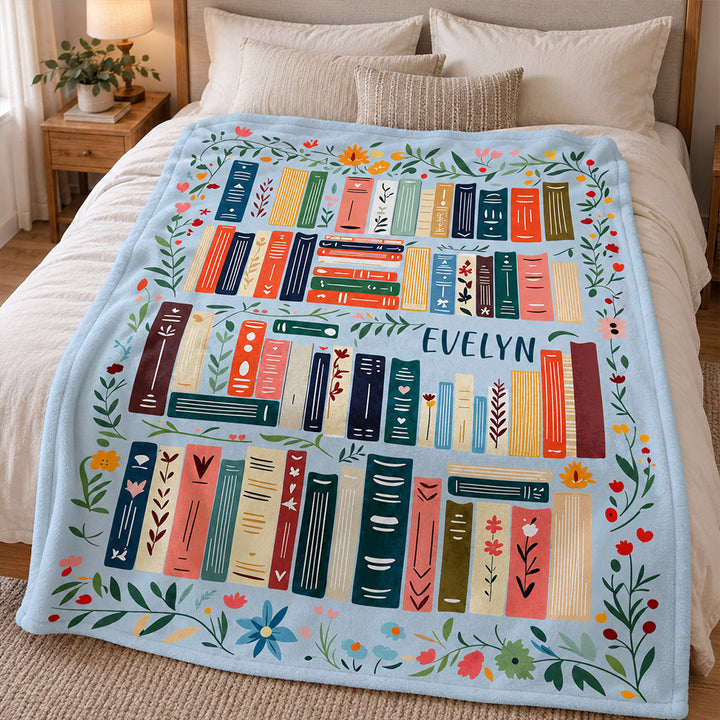 Personalized Book Reading Throw Blanket Custom Cozy Library Blanket with Name Birthday Christmas Gift for Book Lovers and Readers