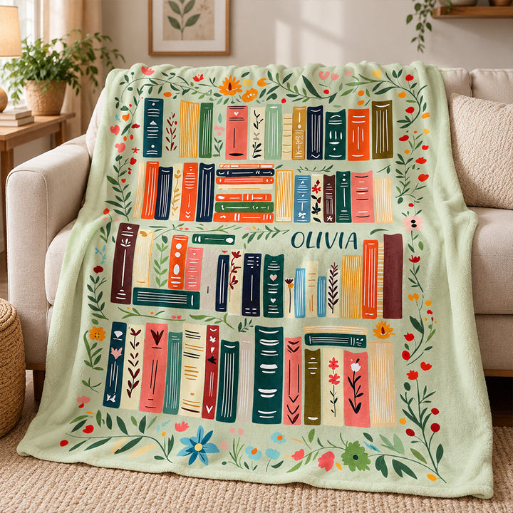 Personalized Book Reading Throw Blanket Custom Cozy Library Blanket with Name Birthday Christmas Gift for Book Lovers and Readers