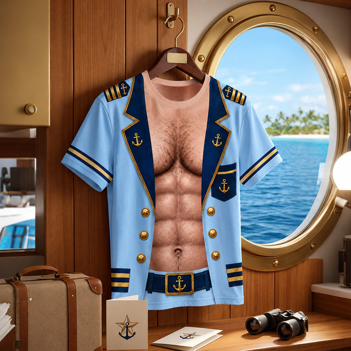 Personalized Captain of Chaos Funny T-Shirt with Name Custom Birthday Gift for Men