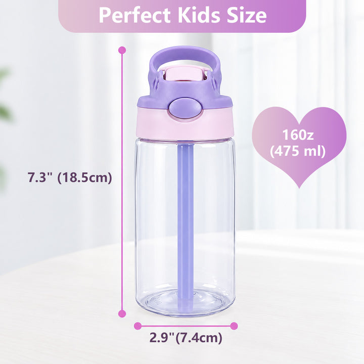 Personalized Comic Style Photo Word Cloud 16 oz Kids Water Bottle with Name Back to School Birthday Gift for Boys Girls