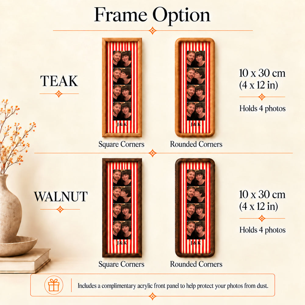 Personalized Couple Photo Strip Frame Custom Photo Booth Picture Frame with Striped Fabric Anniversary Wedding Keepsake Home Decor Gift for Couples