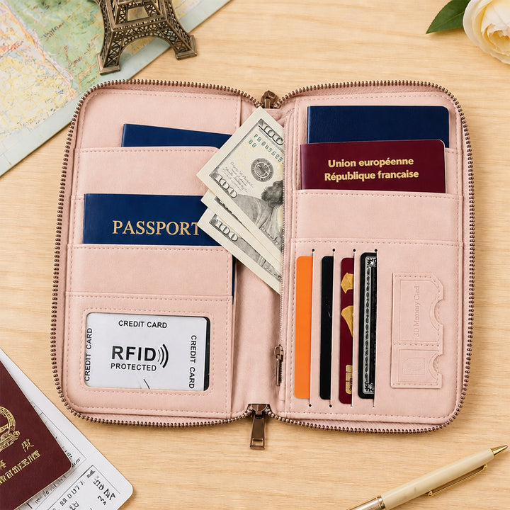 Personalized Custom Travel Character Clipart Passport Wallet Custom Name PU Leather Passport Holder With Wrist Strap Gift For Travelers