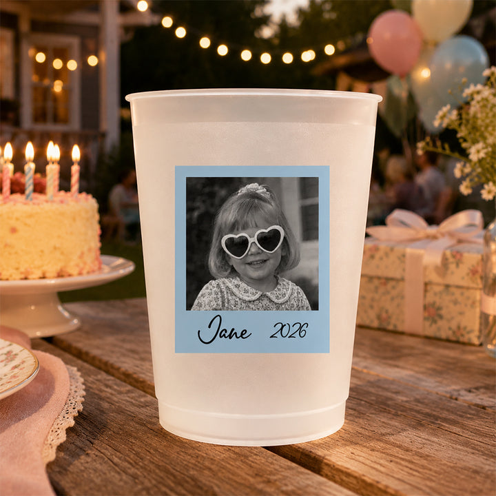 Personalized Custom Vintage Photo Party Plastic Cups Set Reusable Birthday Party Favor Daily Drink Cups