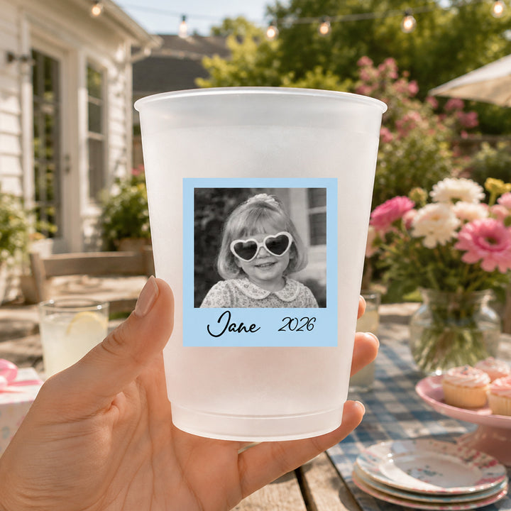 Personalized Custom Vintage Photo Party Plastic Cups Set Reusable Birthday Party Favor Daily Drink Cups