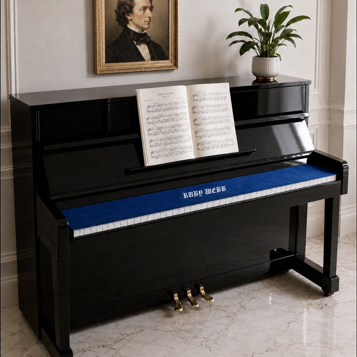 Personalized Embroidered Piano Keyboard Dust Cover with Custom Text Vintage Style Gift for Pianists Music Teachers