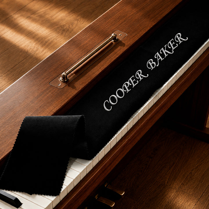 Personalized Embroidered Piano Keyboard Dust Cover with Custom Text Vintage Style Gift for Pianists Music Teachers