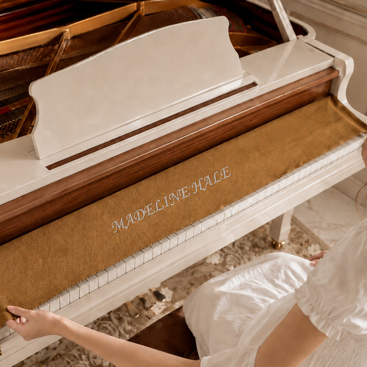Personalized Embroidered Piano Keyboard Dust Cover with Custom Text Vintage Style Gift for Pianists Music Teachers