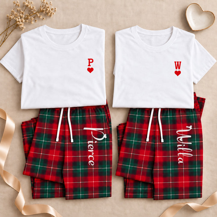 Personalized Family Matching Pajamas Custom Monogram Name Plaid Loungewear Set Holiday Christmas PJs for Adults Kids Baby Custom Family Gift