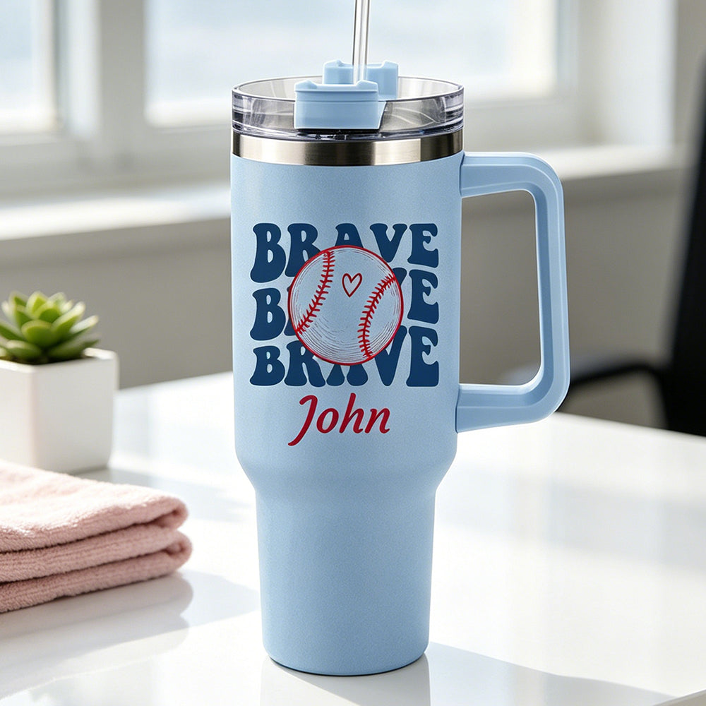 Personalized Game Day Sports 40oz Stainless Steel Insulated Tumbler with Name Birthday Gift for Him