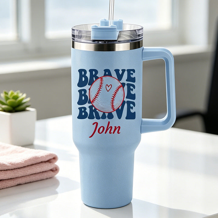 Personalized Game Day Sports 40oz Stainless Steel Insulated Tumbler with Name Birthday Gift for Him