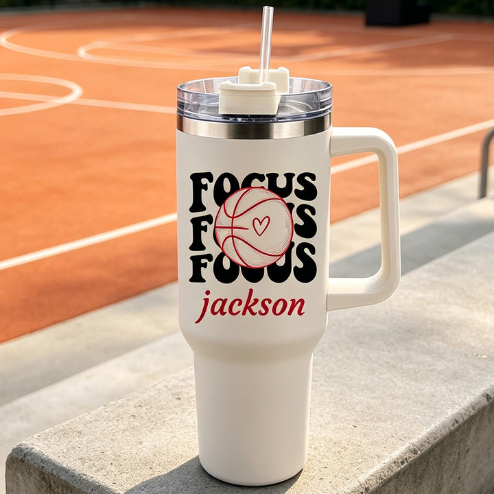Personalized Game Day Sports 40oz Stainless Steel Insulated Tumbler with Name Birthday Gift for Him