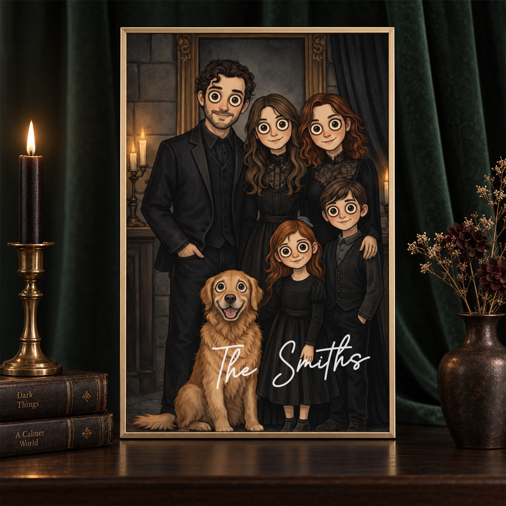 Personalized Gothic Portrait Wall Art Unique Family Gift for Anniversaries and Housewarmings