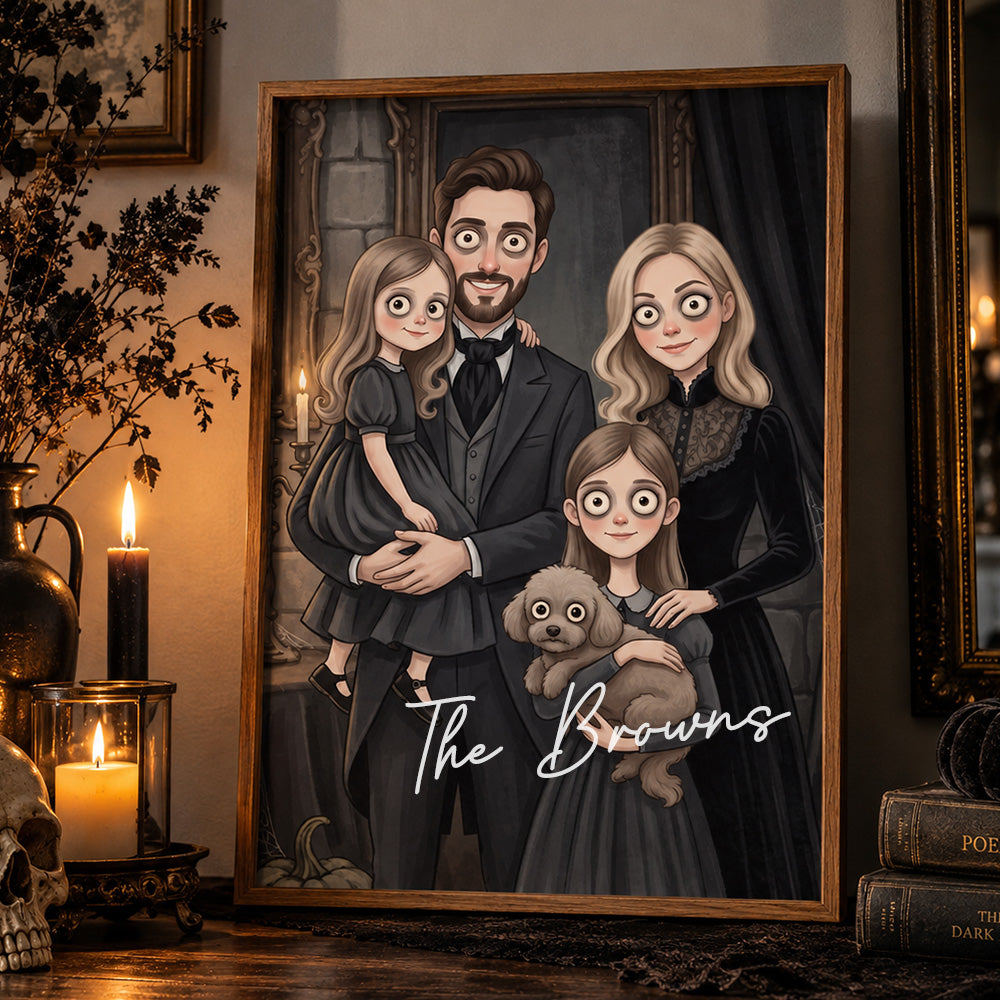 Personalized Gothic Portrait Wall Art Unique Family Gift for Anniversaries and Housewarmings