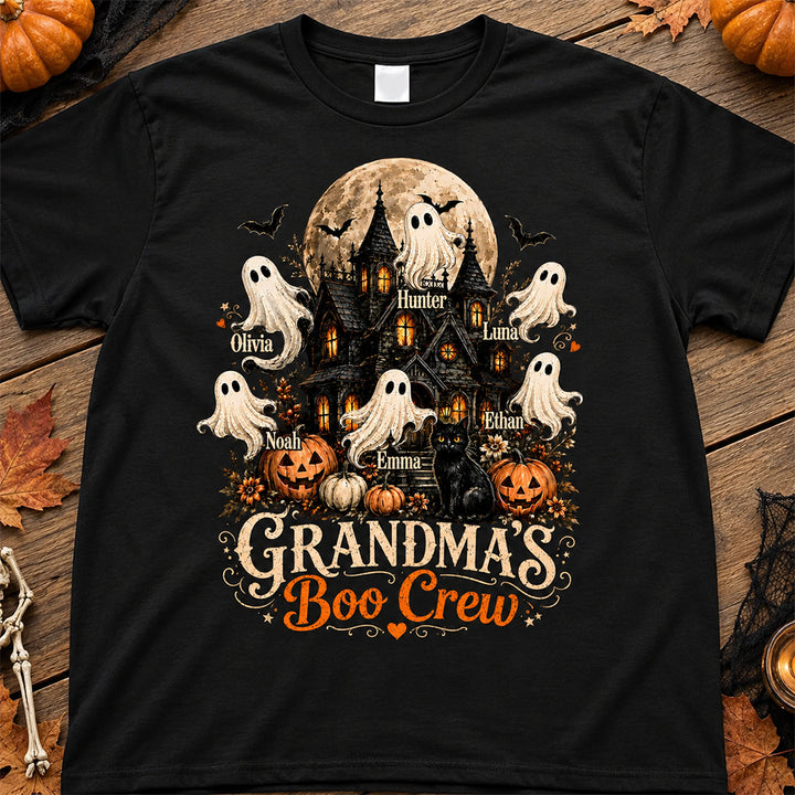 Personalized Grandma’s Boo Crew Halloween Shirt with Names Haunted House Family T-Shirt Halloween Gift for Grandma
