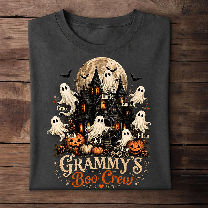 Personalized Grandma’s Boo Crew Halloween Shirt with Names Haunted House Family T-Shirt Halloween Gift for Grandma