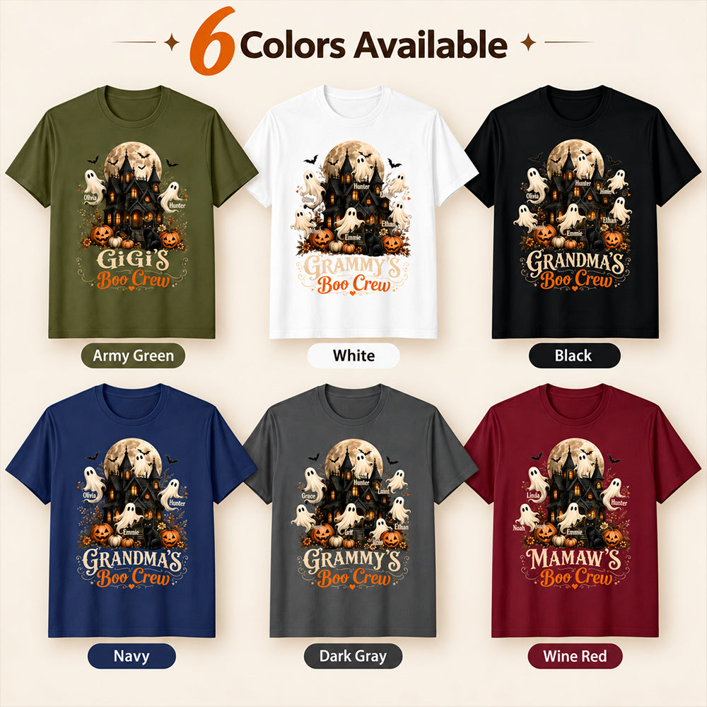 Personalized Grandma’s Boo Crew Halloween Shirt with Names Haunted House Family T-Shirt Halloween Gift for Grandma