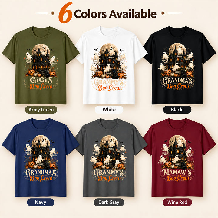 Personalized Grandma’s Boo Crew Halloween Shirt with Names Haunted House Family T-Shirt Halloween Gift for Grandma