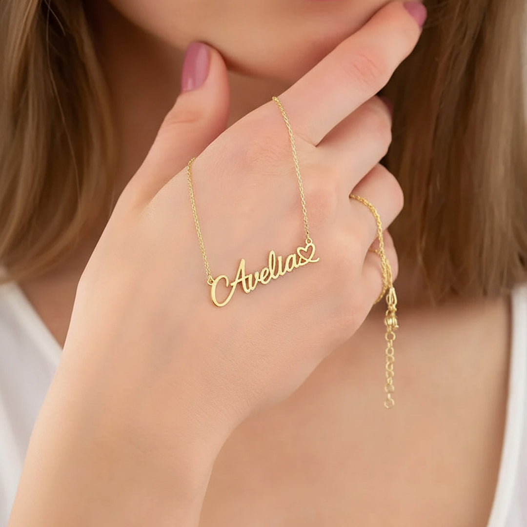 Personalized Heart Name Necklace Dainty Jewelry Anniversary Birthday Gift for Women