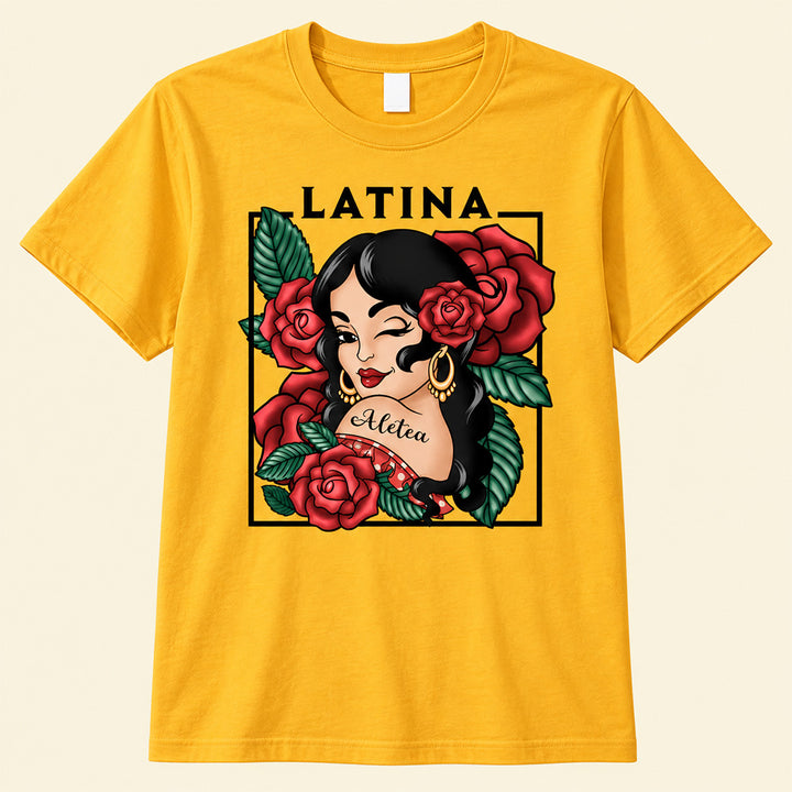 Personalized Hispanic Heritage Woman Shirt with Name Cultural Pride T-Shirt Hispanic Heritage Month Gift for Latina Women Family Friends