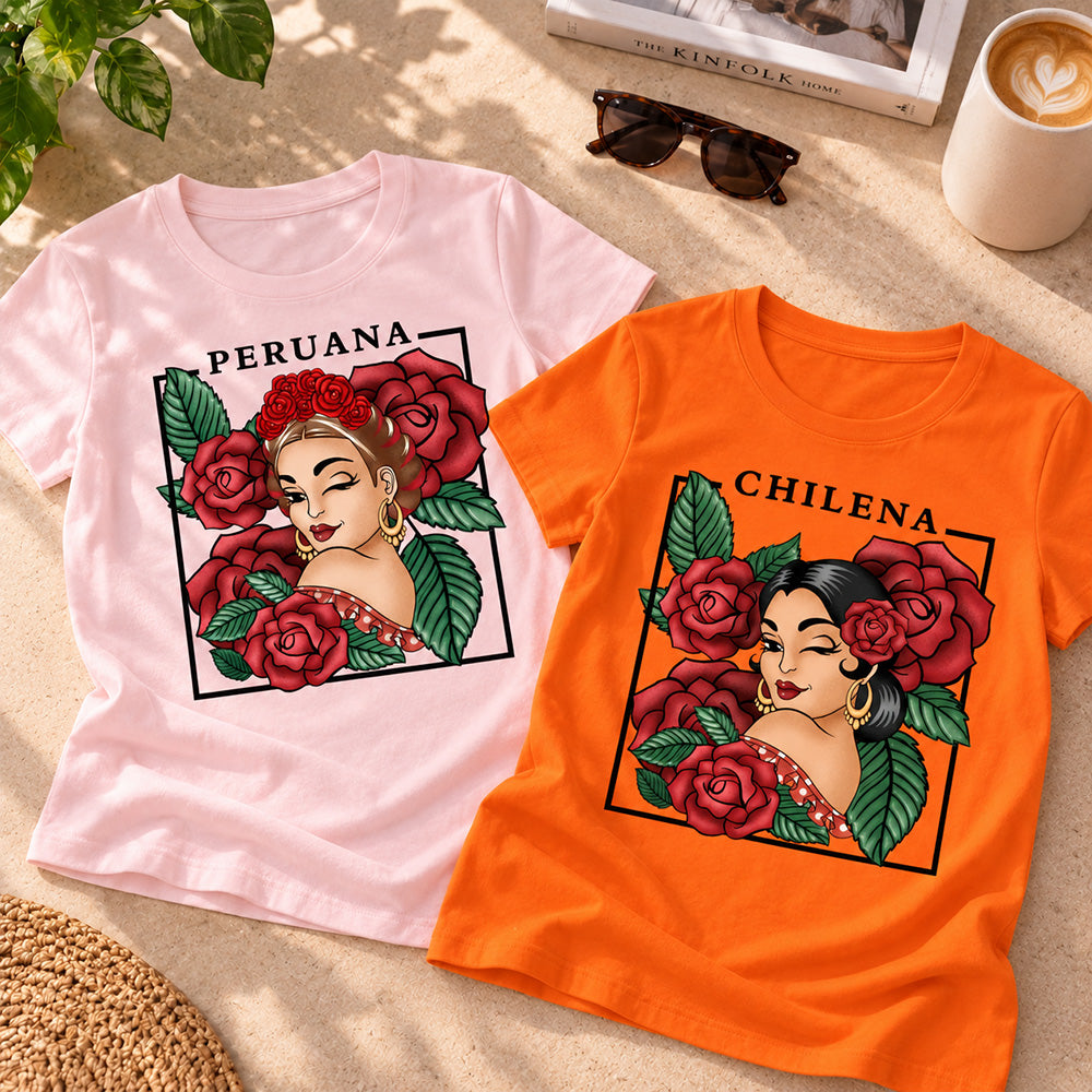 Personalized Hispanic Heritage Woman Shirt with Name Cultural Pride T-Shirt Hispanic Heritage Month Gift for Latina Women Family Friends