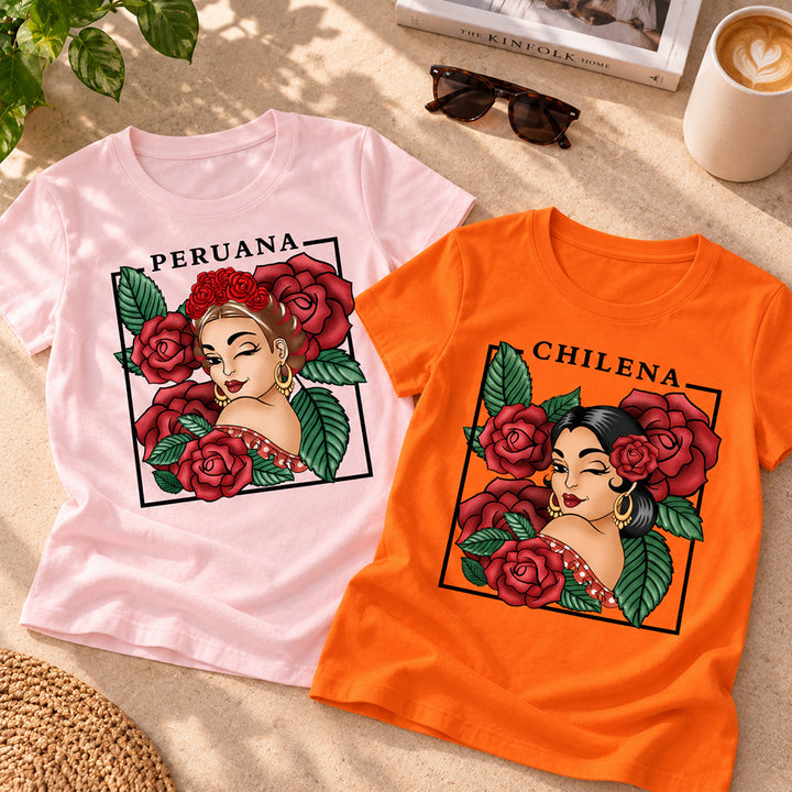 Personalized Hispanic Heritage Woman Shirt with Name Cultural Pride T-Shirt Hispanic Heritage Month Gift for Latina Women Family Friends