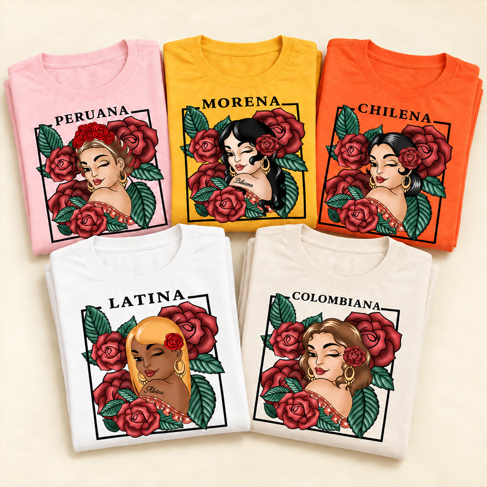 Personalized Hispanic Heritage Woman Shirt with Name Cultural Pride T-Shirt Hispanic Heritage Month Gift for Latina Women Family Friends
