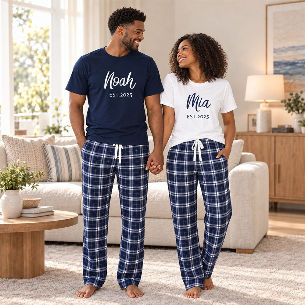 Personalized Hubby and Wifey Pajamas Matching Couples Custom Wedding PJs for Newlyweds and Couples Honeymoon Gift