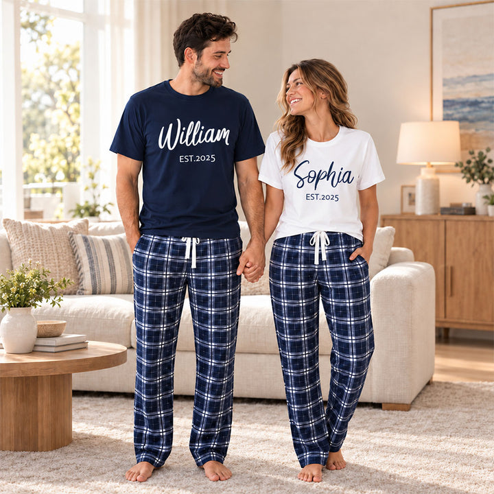 Personalized Hubby and Wifey Pajamas Matching Couples Custom Wedding PJs for Newlyweds and Couples Honeymoon Gift