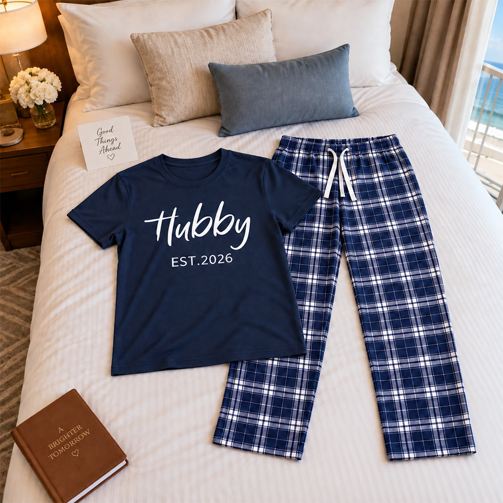 Personalized Hubby and Wifey Pajamas Matching Couples Custom Wedding PJs for Newlyweds and Couples Honeymoon Gift
