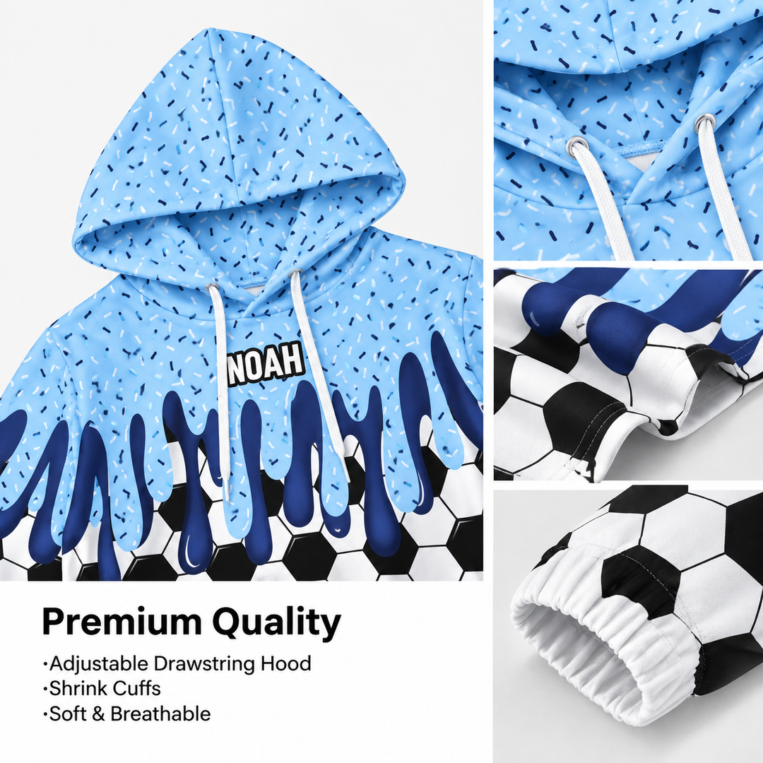 Personalized Ice Cream Drip Sports Hoodie Custom Baseball Softball Soccer Football Basketball Hockey Pullover Gift for Athletes Sports Fans