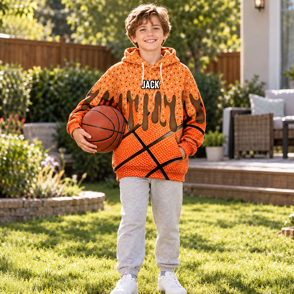 Personalized Ice Cream Drip Sports Hoodie Custom Baseball Softball Soccer Football Basketball Hockey Pullover Gift for Athletes Sports Fans