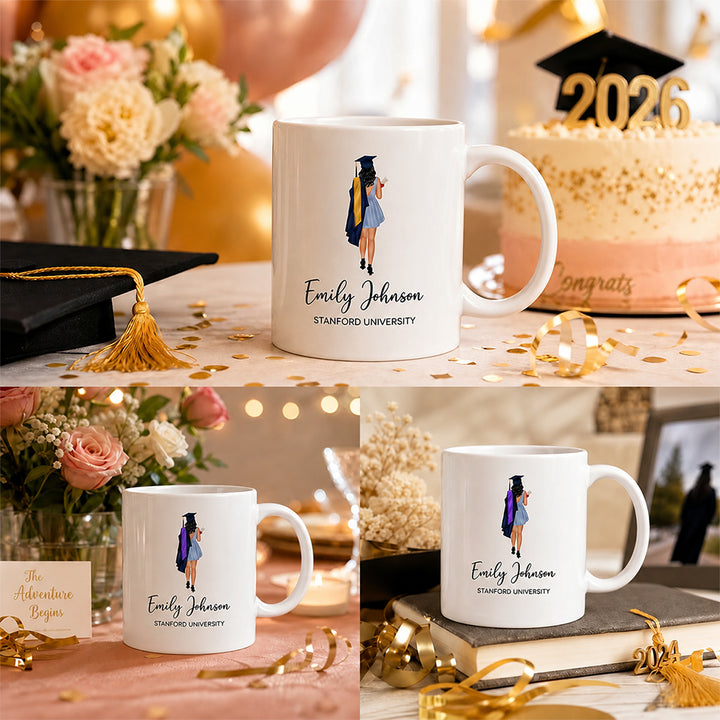 Personalized Illustration Graduation Mug for Class of 2026 11oz Ceramic Custom Portrait