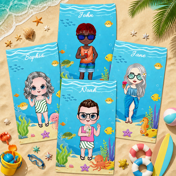 Personalized Marine Theme Beach Towel Birthday Summer Vacation Accessories Gift