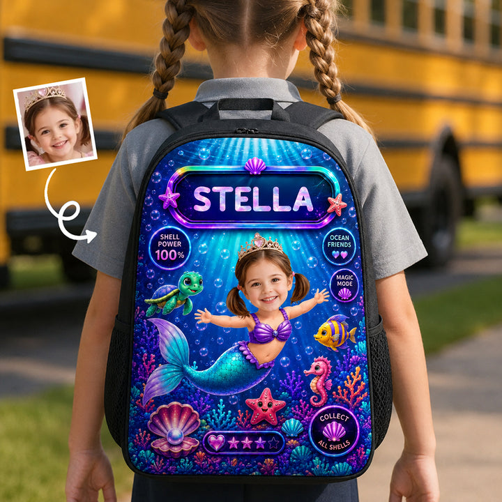 Personalized Mermaid With Big Dreams Custom Photo and Name School Bag Back to School Birthday Gift for Girls and Kids