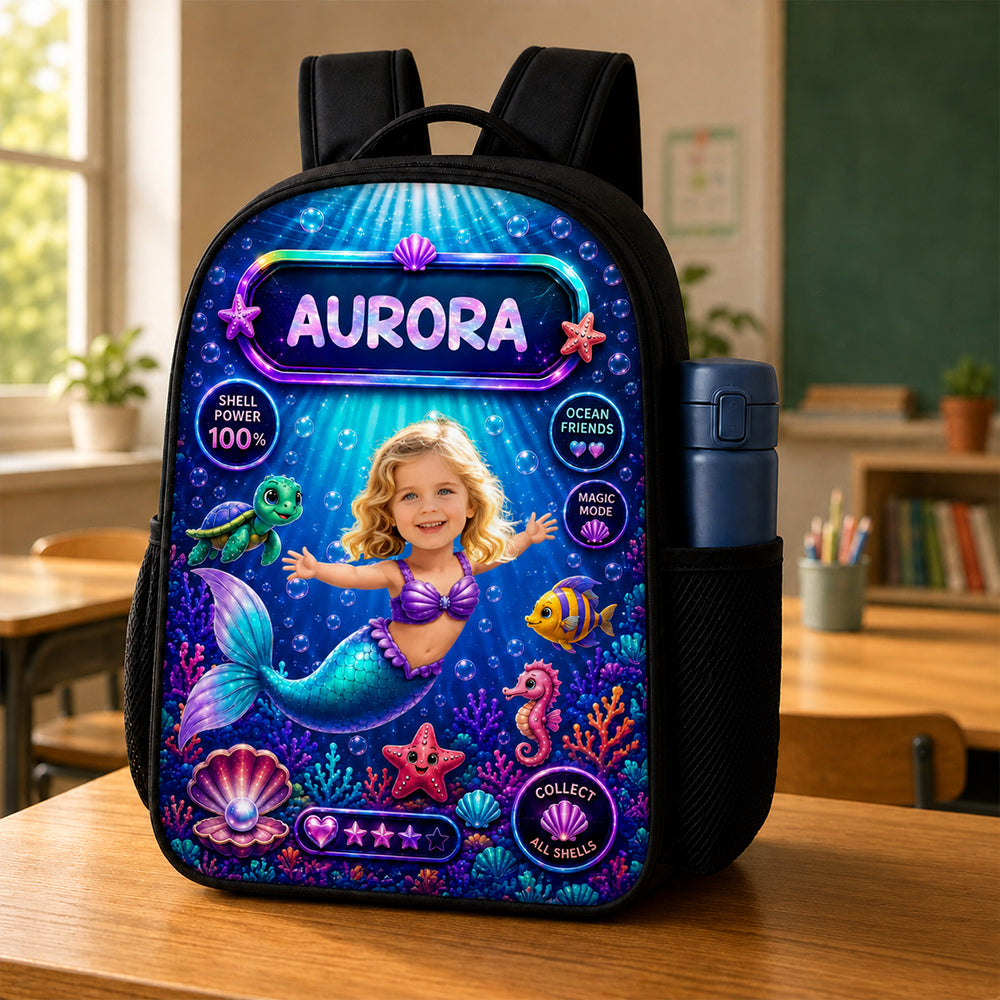 Personalized Mermaid With Big Dreams Custom Photo and Name School Bag Back to School Birthday Gift for Girls and Kids