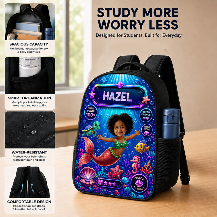 Personalized Mermaid With Big Dreams Custom Photo and Name School Bag Back to School Birthday Gift for Girls and Kids