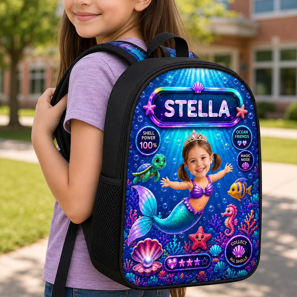 Personalized Mermaid With Big Dreams Custom Photo and Name School Bag Back to School Birthday Gift for Girls and Kids