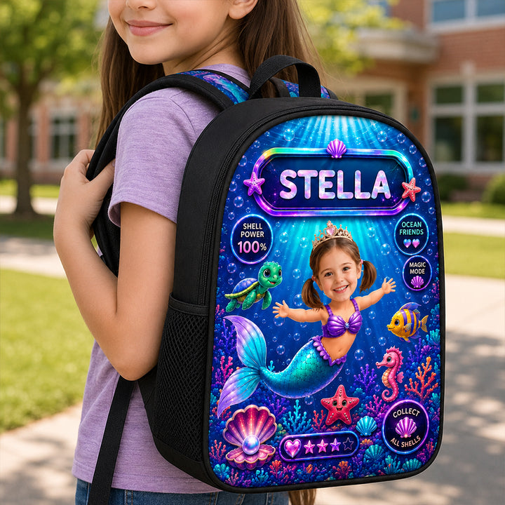 Personalized Mermaid With Big Dreams Custom Photo and Name School Bag Back to School Birthday Gift for Girls and Kids