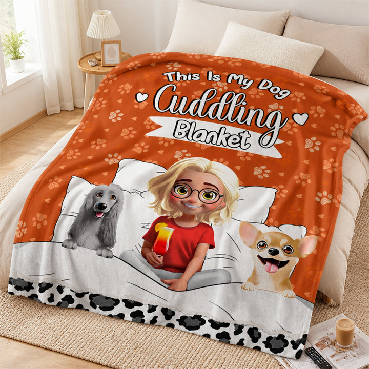 Personalized My Dog Cuddling Flannel Blanket with Name Birthday Gift