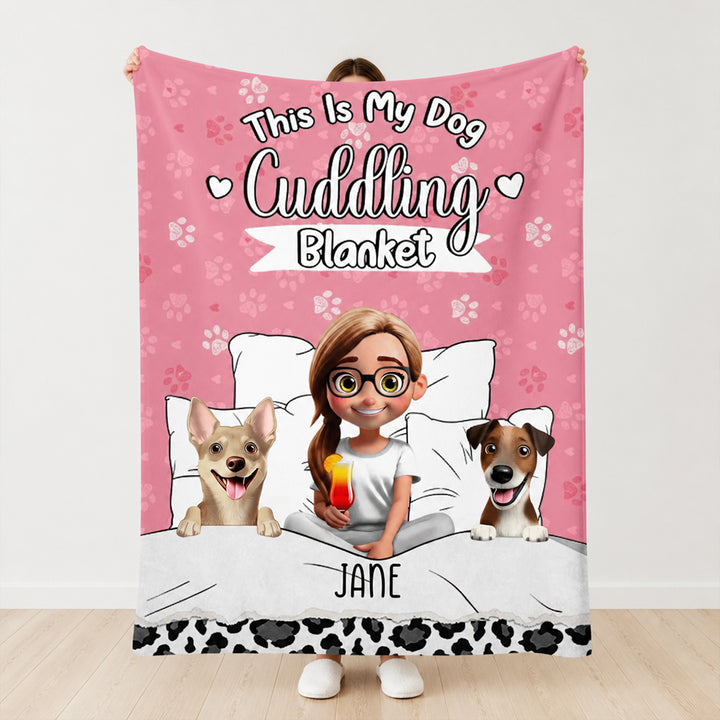 Personalized My Dog Cuddling Flannel Blanket with Name Birthday Gift
