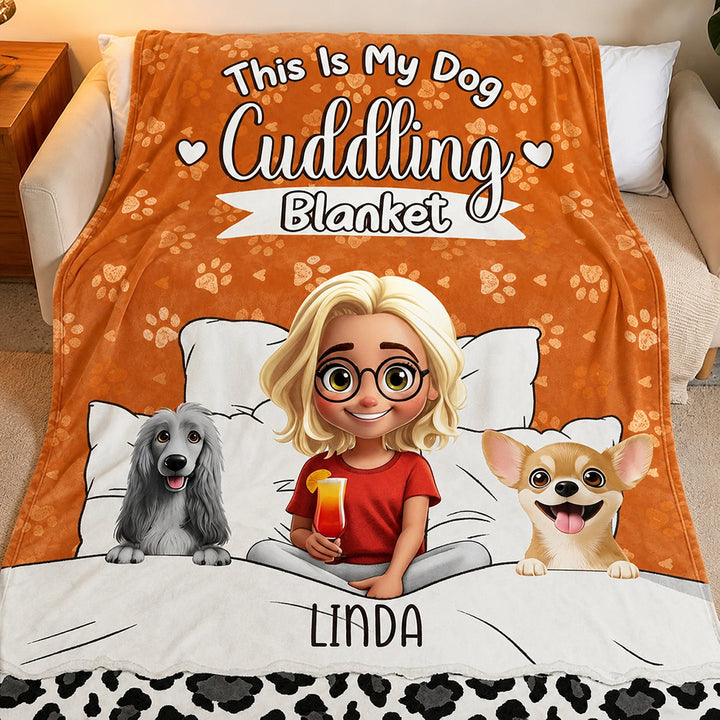 Personalized My Dog Cuddling Flannel Blanket with Name Birthday Gift