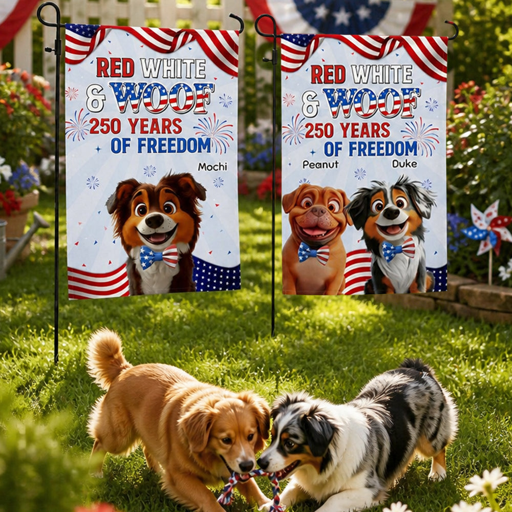 Personalized Paws For 250th Freedom Garden Flag Patriotic Dog Outdoor House Decor Gift