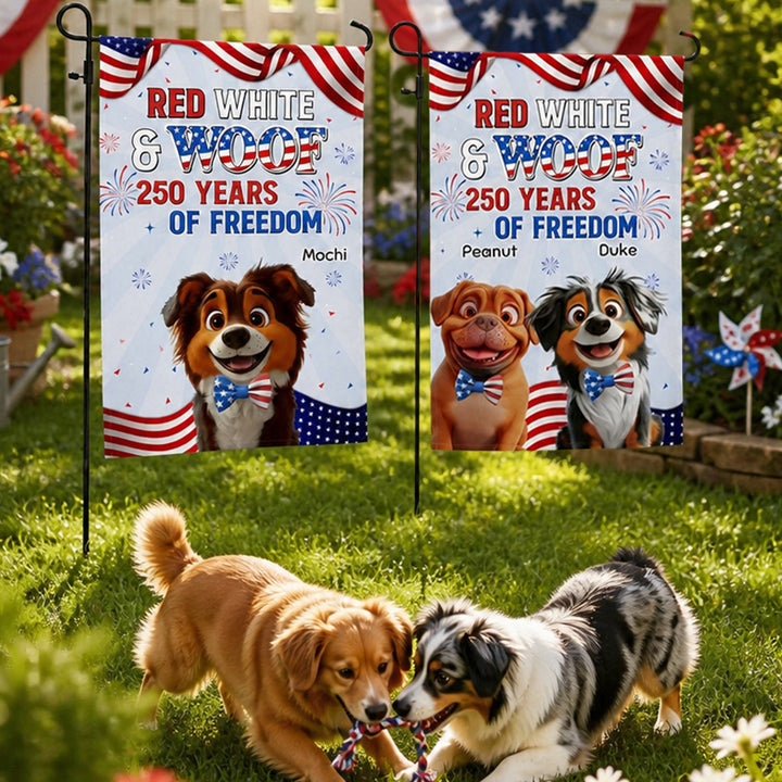 Personalized Paws For 250th Freedom Garden Flag Patriotic Dog Outdoor House Decor Gift
