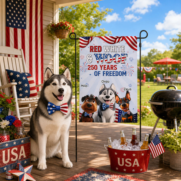 Personalized Paws For 250th Freedom Garden Flag Patriotic Dog Outdoor House Decor Gift