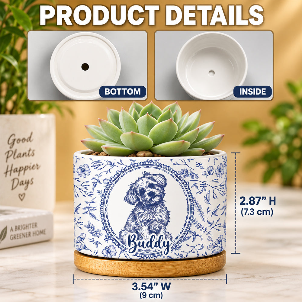 Personalized Pencil Sketch Pet Portrait Ceramic Plant Pot with Custom Photo Toile Design Pet Memorial Gift for Dog Cat Lovers