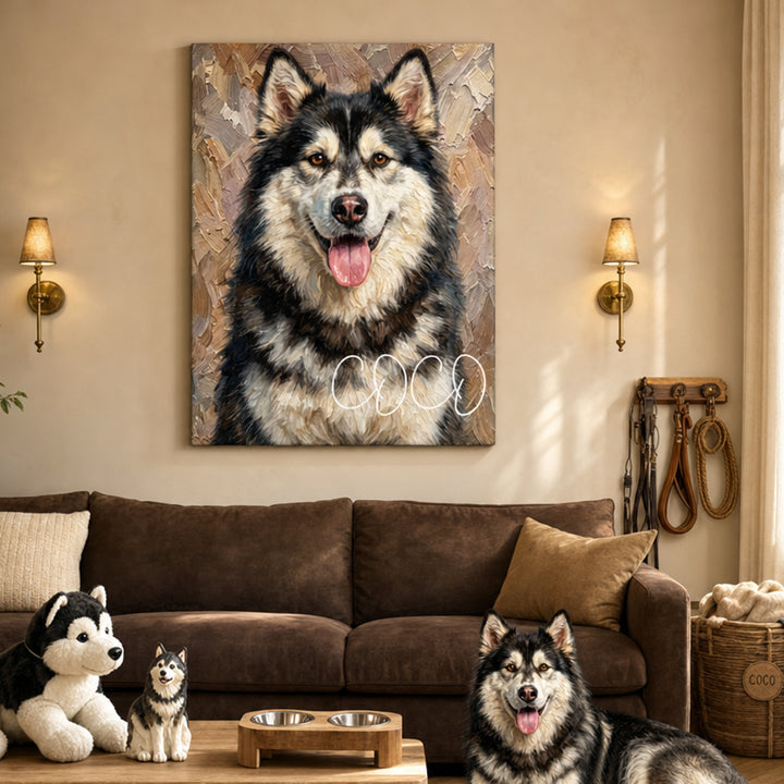 Personalized Pet Canvas Print Custom Oil Painting Style Pet Portrait Canvas Wall Art With Pet Name Customized Photo Upload Dog Cat Memorial Canvas Gift For Pet Lovers