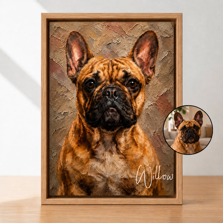 Personalized Pet Canvas Print Custom Oil Painting Style Pet Portrait Canvas Wall Art With Pet Name Customized Photo Upload Pet Memorial Canvas Gift For Pet Lovers