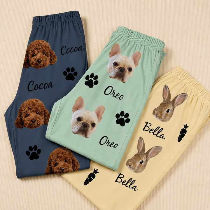 Personalized Pet Photo Pajama Pants with Cute Pattern Custom Photo and Name Lounge Pants for Adults and Kids Birthday Gift for Pet Lovers