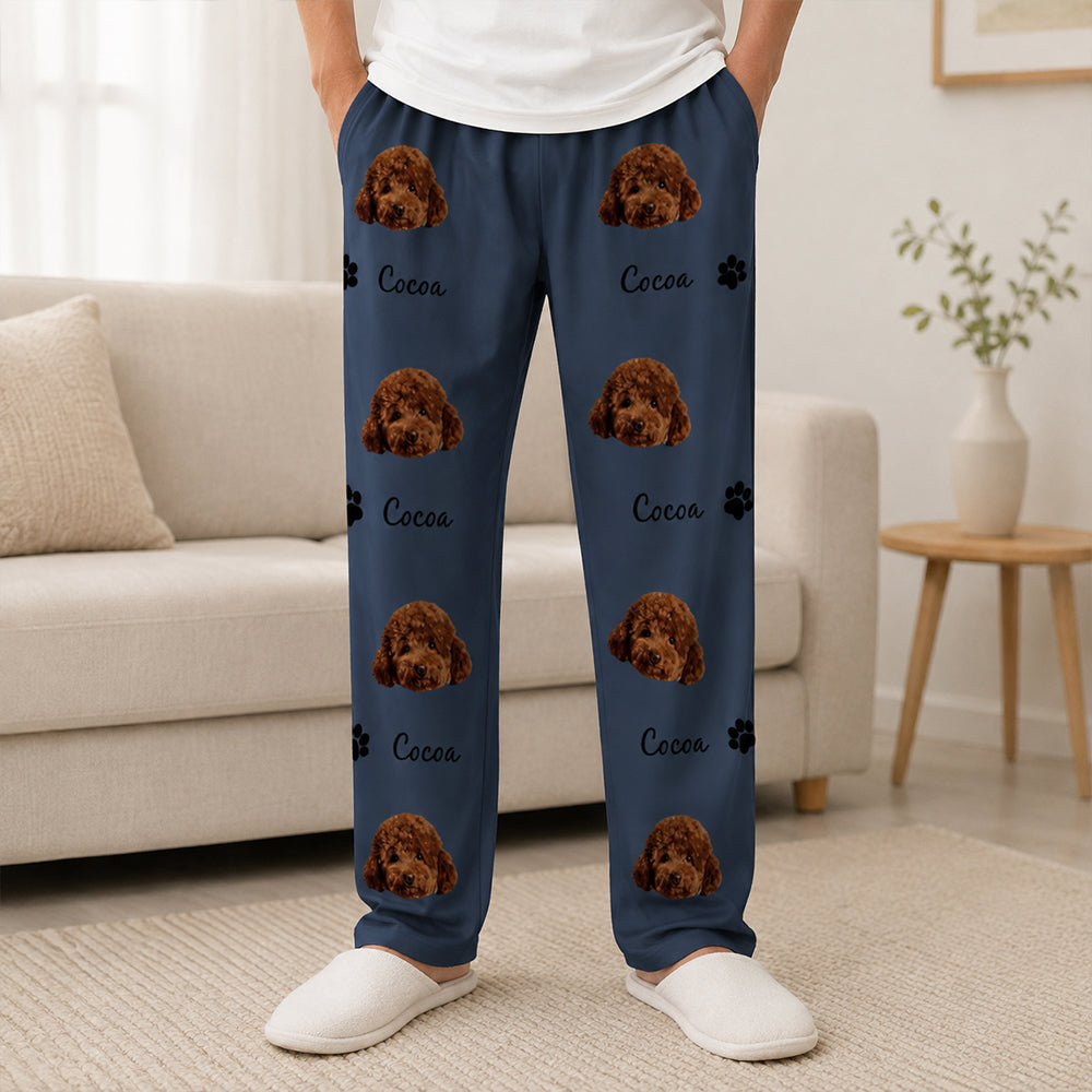 Personalized Pet Photo Pajama Pants with Cute Pattern Custom Photo and Name Lounge Pants for Adults and Kids Birthday Gift for Pet Lovers